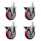 Service Caster 5'' Red Poly Wheel Swivel 3/4'' Square Stem Caster Set with Brake, 4PK SCC-SQ20S514-PPUB-RED-PLB-34-4 - alternate 1